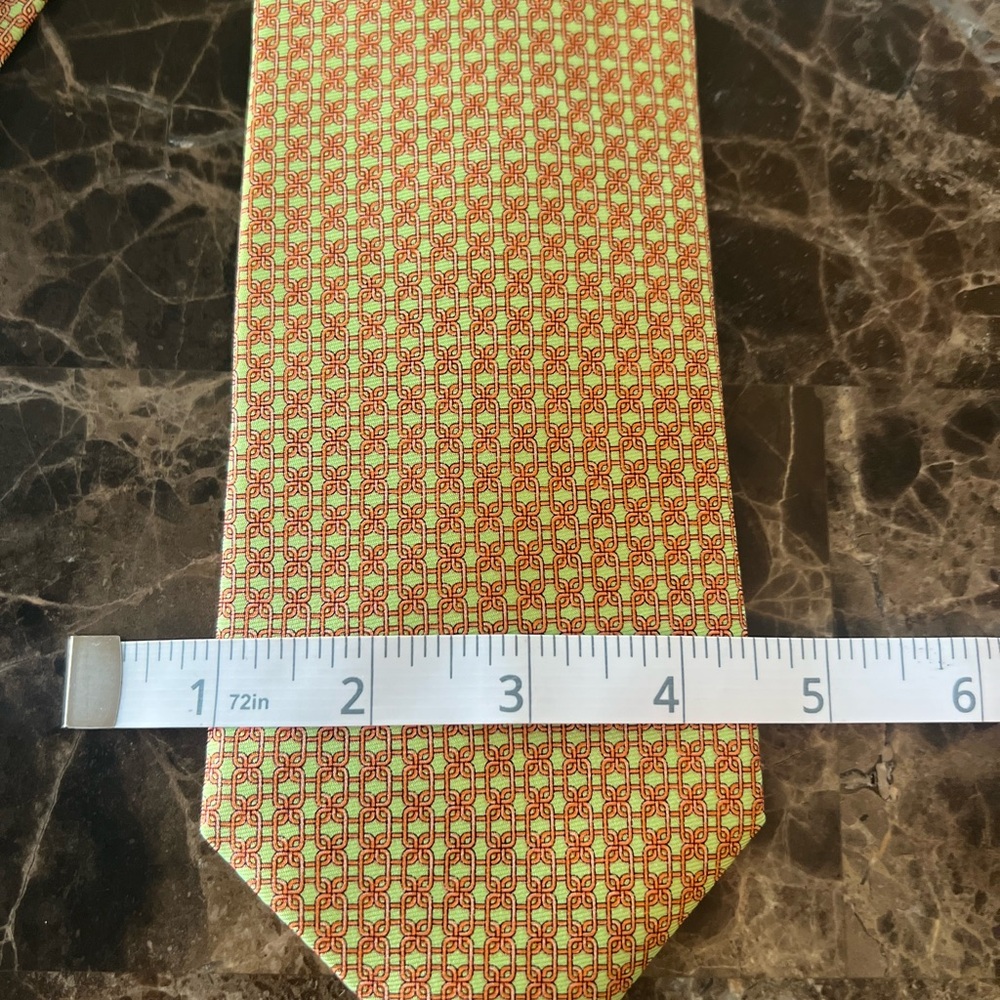 Peter Blair Silk Tie Made in USA Mint Green Coral Chain Link Preppy Classic Tie - Picture 11 of 11